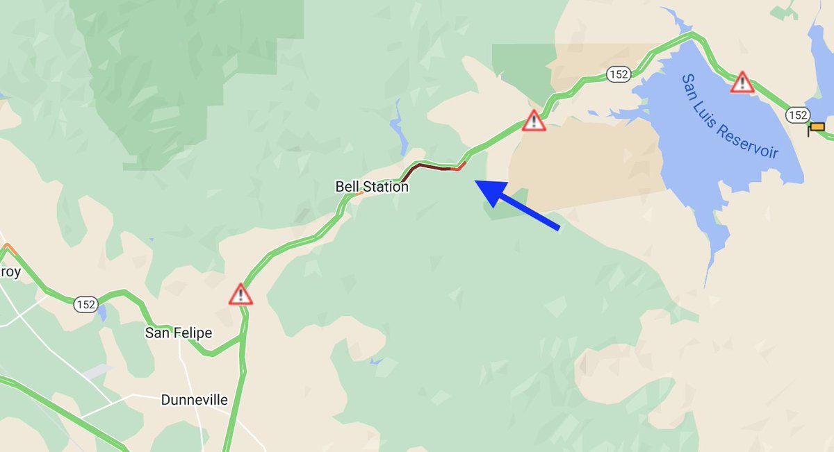 KCBSAMFMTraffic's tweet photo. #PachecoPass #Highway152 Eastbound about 5 miles east of the Casa de Fruta, the Right Lane is blocked due to the #DinoFire. Traffic is slow for about 2 miles. #DinosaurPoint #KCBSTraffic 📷:Caltrans https://t.co/oisDIVqfUy