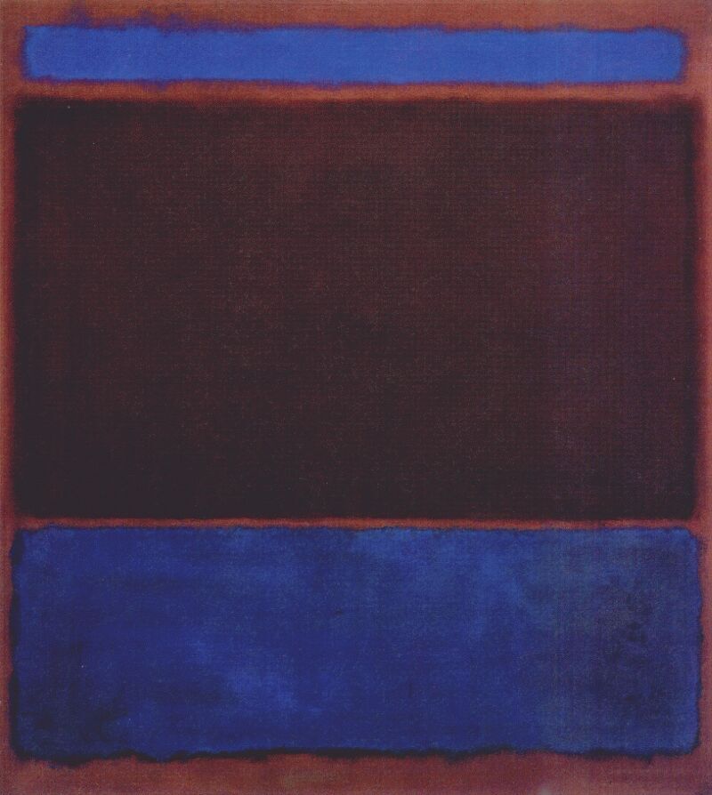 artistrothko's tweet photo. No. 3 (Bright Blue, Brown, Dark Blue on Wine) https://t.co/qrSiq6MVyT