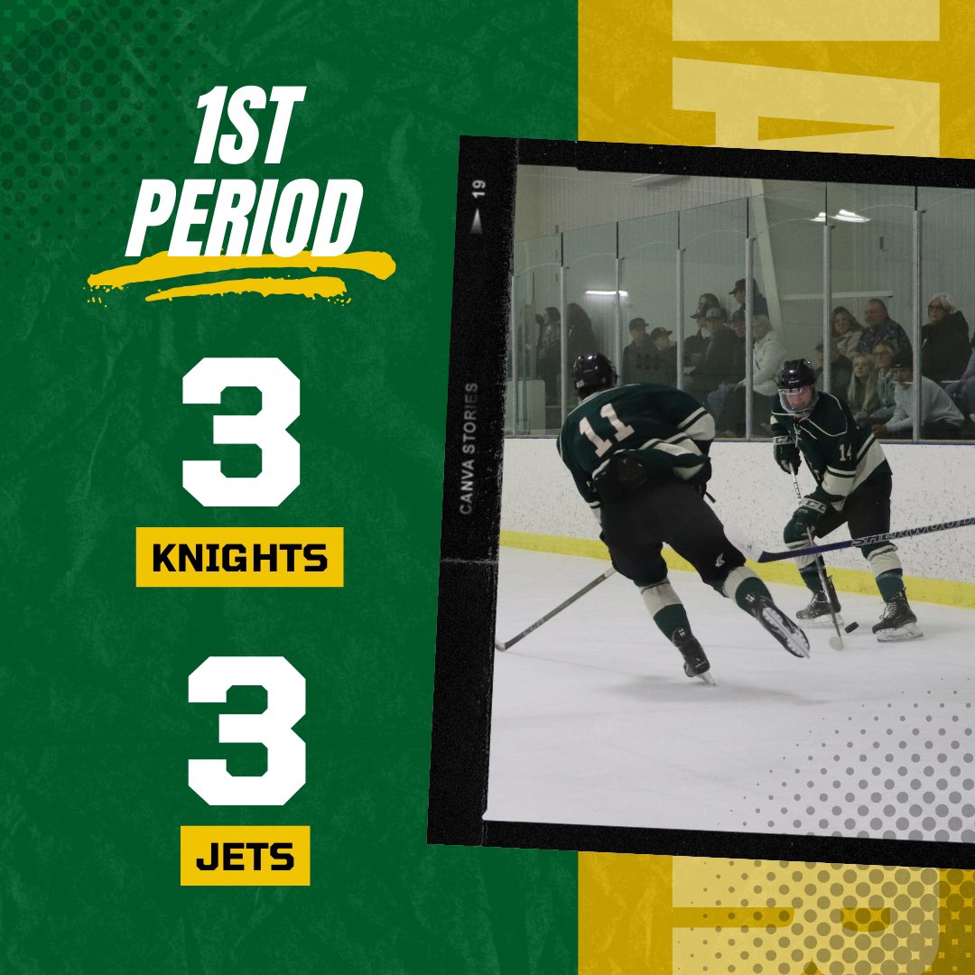 With 20 shots on the net for Knights and 15 for Jets, the teams are tied at the end of first