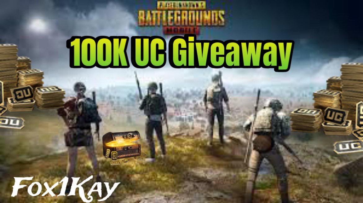 100K UC Giveaway
For more entries tag a friend 
Like
Follow
Repost/retweet 
Clink on Link⬇️
gleam.io/WMiqb/100k-uc-…

#PUBGMOBILE #pubgmvip <a href="/PUBGMOBILE/">PUBG MOBILE</a>