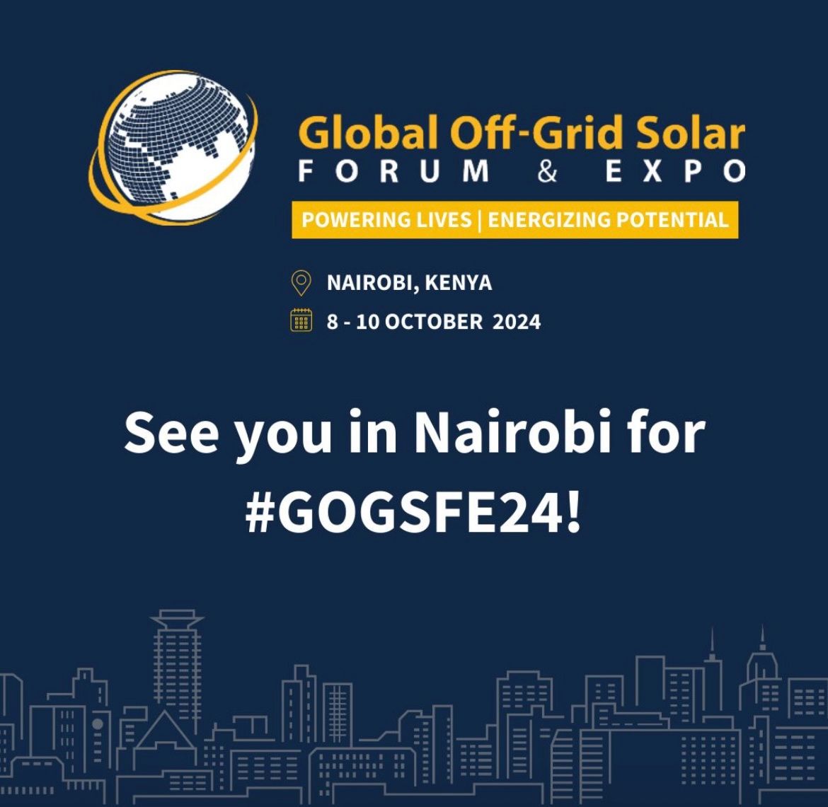 Factor E's Kiette Tucker will be at the 8th Global Off-Grid Solar Forum #GOGSFE24 in Nairobi, Kenya, from Oct 8-10. A great chance to discuss #OffGridSolar energy solutions. Let's connect if you're attending! 💡