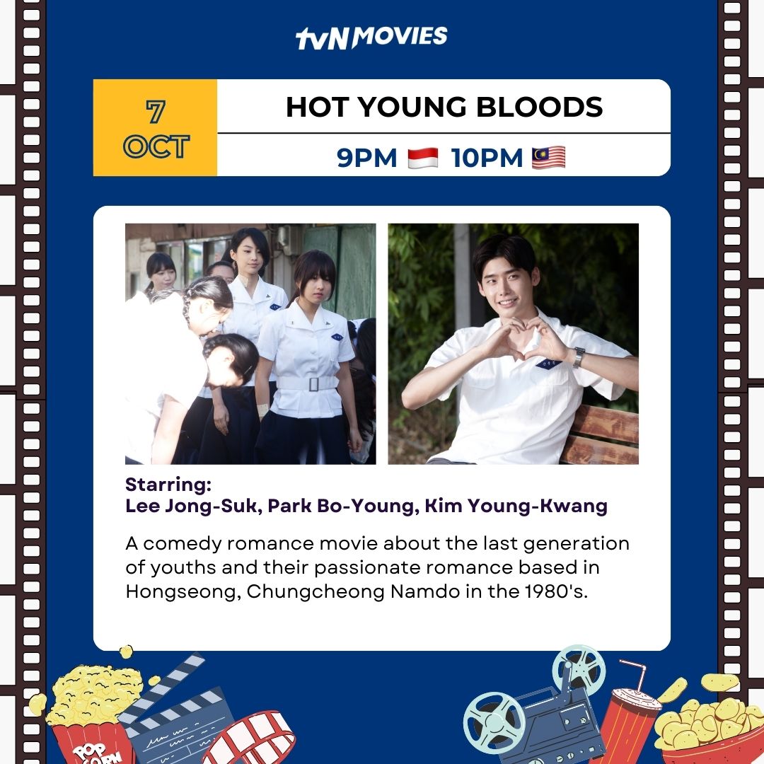 tvN_Movies's tweet photo. 🤩 Weekly Must-Watch 🎬
9PM 🇮🇩 10PM 🇲🇾

7 Oct #HotYoungBloods
#ParkBoYoung #LeeJongSuk #KimYoungKwang

12 Oct #FatalIntuition
#YooHaiJin #JooWon #LeeYooYoung

13 Oct #1987WhenTheDayComes
#HaJungWoo #YooHaiJin #KimTaeRi

#tvNMovies #HomeOfKoreanBlockbusters #피끓는청춘 #그놈이다 https://t.co/U9Z8ThewpH