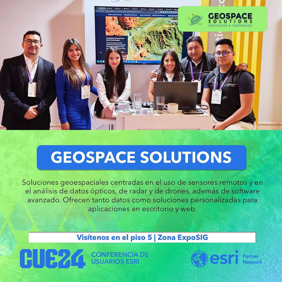✋Si quiere implementar la Tecnología Geoespacial en su empresa, visítenos en la Conferencia de Usuarios Esri 2024 y conozca todo el catálogo de soluciones que los Partners de Esri ofrecemos a sus usuarios. 

¡Nos vemos el 2 y 3 de octubre en Ágora centro de convenciones!