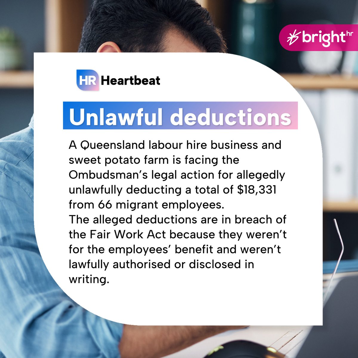 In this edition of #HRHeartbeat we dive into:

🧠Aussie mental health crisis
👩‍⚖️Breaching the Jury Act
❌Unlawful deductions

Keep your finger on the pulse of all the latest HR headlines you need to know with the HR Heartbeat. See it all at the link👉 brighthr.com/au/blog/indust…