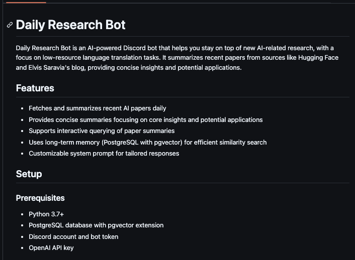 _akhaliq's tweet photo. Daily Research Bot

an AI-powered Discord bot that helps you stay on top of new AI-related research, with a focus on low-resource language translation tasks. It summarizes recent papers from sources like Hugging Face and Elvis Saravia's blog, providing concise insights and potential applications.