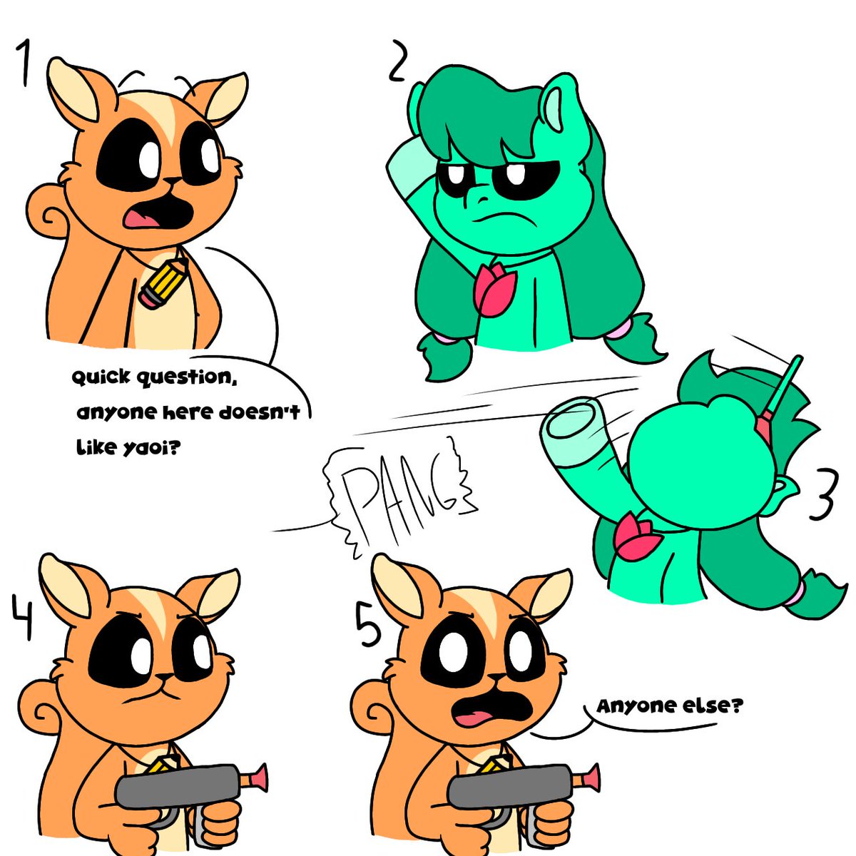 Mindyamy69155's tweet photo. Esta ardilla es la definición de un otaku horny.
This squirrel is the definition of a horny otaku.
#SmilingCritters #SmilingsCrittersAU #ReadingSquirrel #FlowerPony #HarmonyCritters #Yaoi #Comic https://t.co/exaBURvAoc