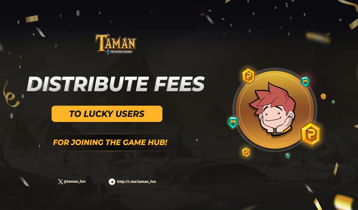 taman_fun's tweet photo. π To show our love and appreciation for your support
πTaman is launching a fee distribution program for users β to be used for participating in our on-chain Game Hub
π₯ Specifically: From October 3rd, create a new account and get a chance to earn some $ETH to join our on-chain game hub and collect $mtaman π°
Remember: $mtaman is your ticket to receive the #Airdrop! π
Stay tuned as we update the list of lucky wallets
Letβs kick off the #FOCG revolution with #Taman in the @MantaNetwork ecosystem! π₯