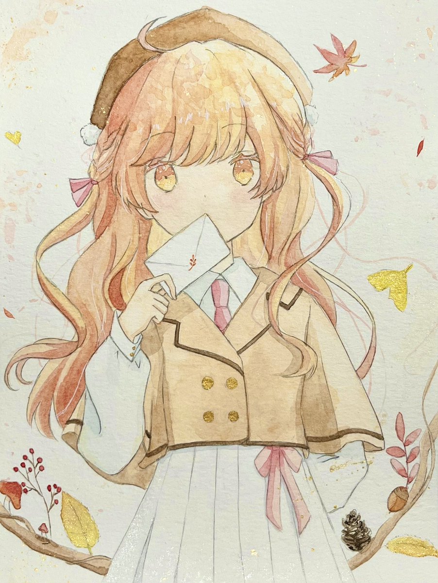 秋を感じたので描いてみました。
 #秋  #水彩画  #女の子イラスト