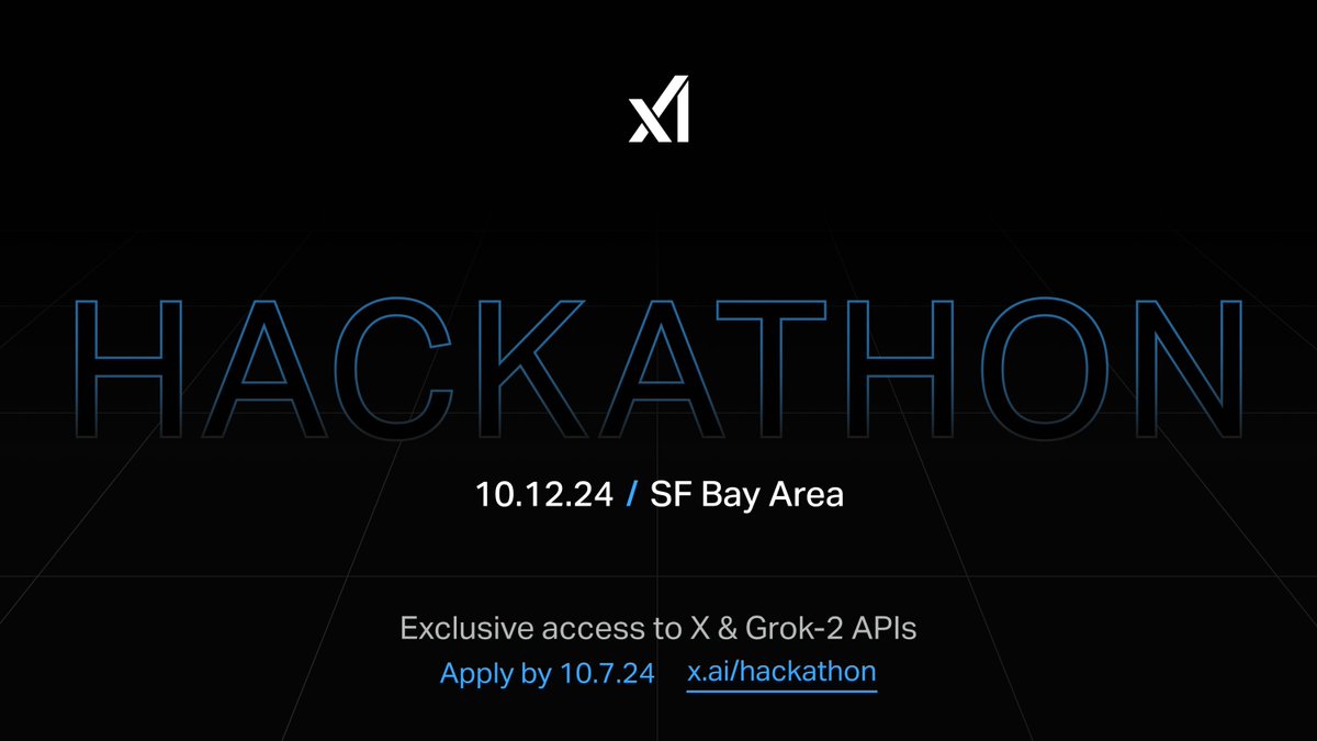 Come 🧑‍🍳 with us!

Exclusive access to Grok and X APIs

Apply by October 7

x.ai/hackathon