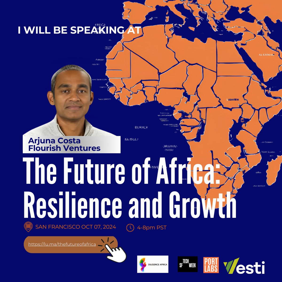 FlourishVC's tweet image. Heading to #SFTechWeek? Catch Flourish’s @ArjunaCosta on the &quot;The Future of Africa: Resilience and Growth&quot; panel at the Future of Africa conference this Monday! 

Learn more and RSVP here (lu.ma/thefutureofafr…) and we’ll see you next week!