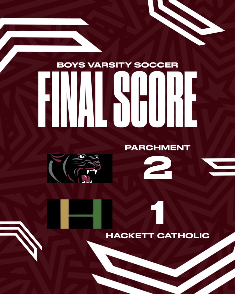 Parchment defeats Hackett Catholic by a final score of 2-1. Goals by Cameron W and Lucas G. The victory secured second place for Parchment in the conference.
Go Panthers!