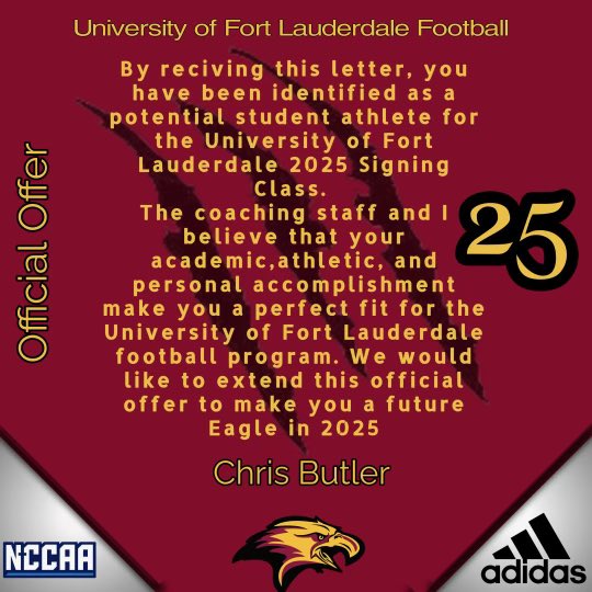 Blessed to receive a offer from the University of Fort Lauderdale <a href="/CoachLaw2302/">Coach Law</a> <a href="/IMcCartney5/">Ivan “Sticks” McCartney</a> <a href="/l4dar1us/">La’Darius “LD” Simmons</a> <a href="/coachwsimmons/">William Simmons</a> #AGTG #GoKnights