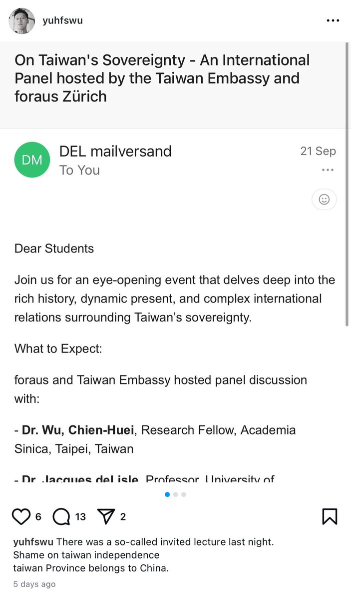 kuniyoshi_shino's tweet image. 【速報】
スイスチューリッヒで23歳中国籍男が園児３人を無差別殺傷、1人重体、2人は軽傷、３人とも5歳の男の子、スイスメディアが犯人の正体を公表した
Fan Yuhao（樊宇豪）
犯行直前にスイスが台湾独立の宣伝に不満の投稿あり、
犯行動機：中国国慶節に共産党に「プレゼント」を贈る

全欧州震慄！