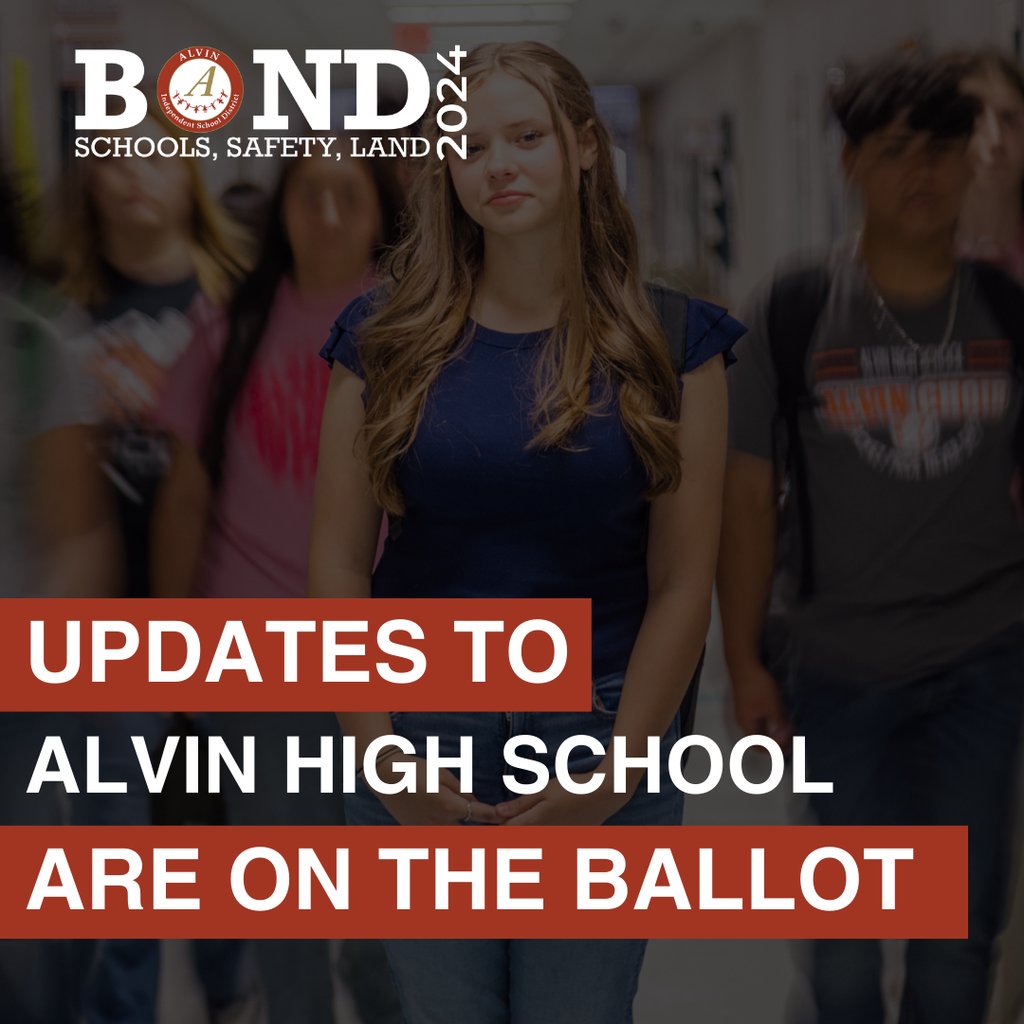 With the passing of the 2024 Bond, Alvin HS would add capacity for 400-500 students, would receive updates to the CTE spaces, and the historic auditorium space would get upgraded to serve as the front entrance to the campus! 

Learn more: alvinisd.net/bond2024.