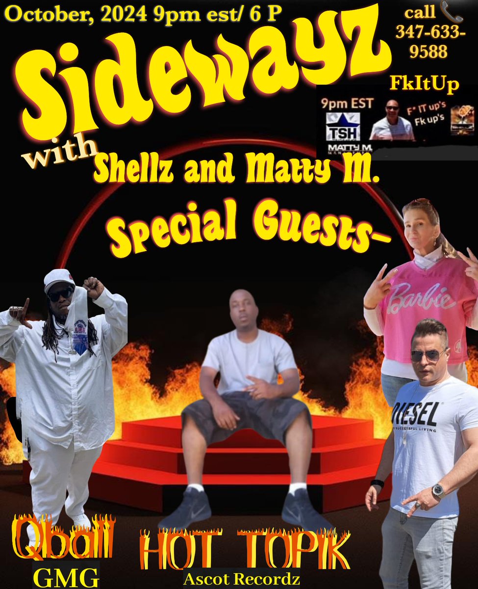 MattyManagement's tweet photo. Tonight at 9pm Est.  Sidewayz With Shellz &amp; Matty M. 

With Special Guests QBall &amp; Hot Topik.

@SidewayzWithSM @sbug926 @MattyManagement @MiltonJ02633108 @mackdrama1017 
#Sidewayzwithshellzandmattym 
#SandMManagement #ShellHigh
#MattyM https://t.co/EjOnB3kHew