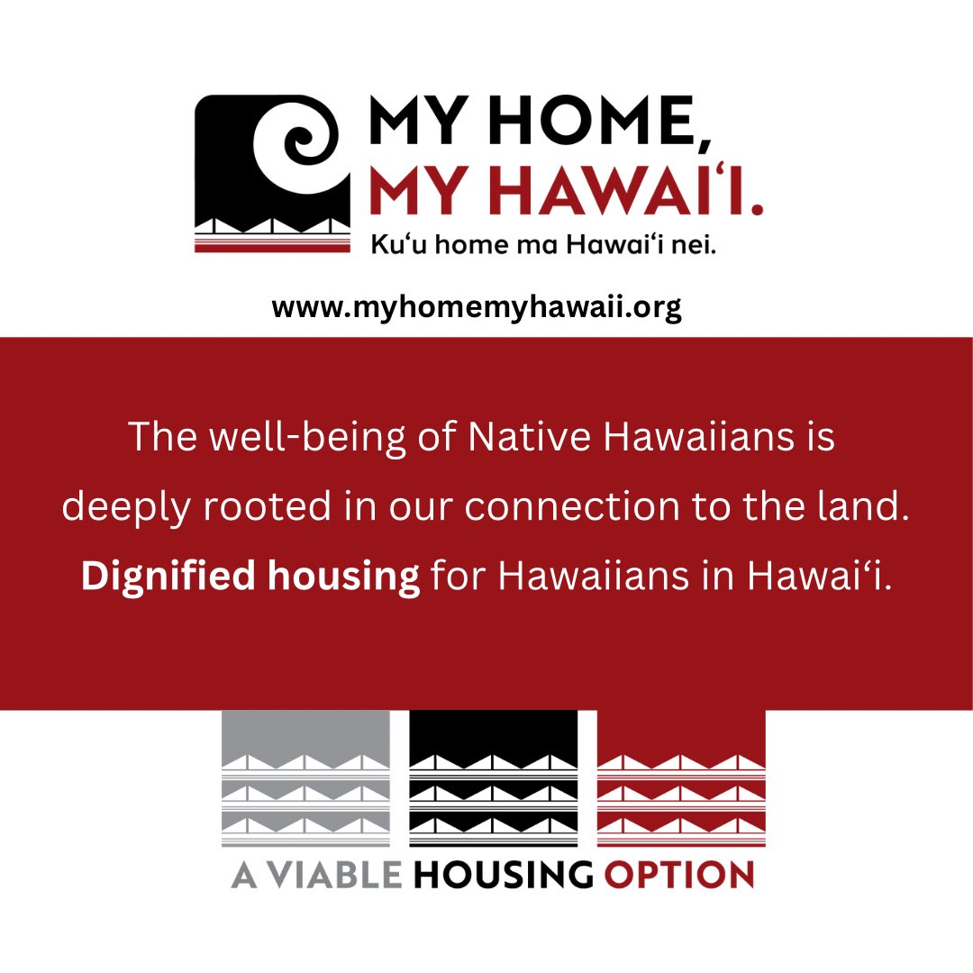 Kuʻu Home ma Hawaiʻi nei | My Home, My Hawaiʻi 

Housing choices for our lāhui! 🏡✨

myhomemyhawaii.org

#MyHomeMyHawaii
#AlohaʻĀina #KeepHawaiiansOnHawaiianLands #KeepHawaiiansInHawaii #HousingForHawaiians