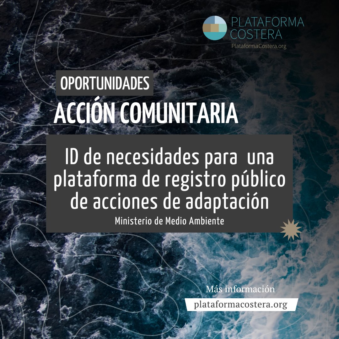 #Oportunidad 📣

✔️ Si formas parte de organizaciones de la sociedad civil que se ubiquen en la macrozona centro del país ¡te invitamos a ser parta de esta instancia de colaboración interseccional!

👉 Para más detalles, ingresa a plataformacostera.org/oportunidades/…