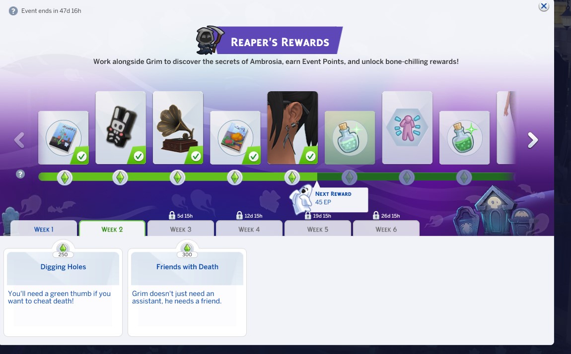 Anyone Reaper Rewards challenge stuck here and will not complete or give new tasks?? #help #sims4 <a href="/TheSims/">The Sims</a> #reaperrewards