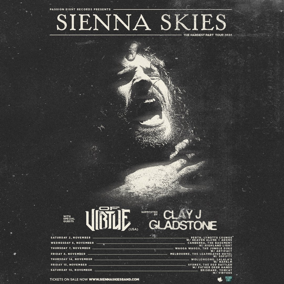 Local support has been added! Check the dates and we’ll see you in exactly one month Australia 🇦🇺 

🎟️: siennaskies.ffm.to/thehardestpart…