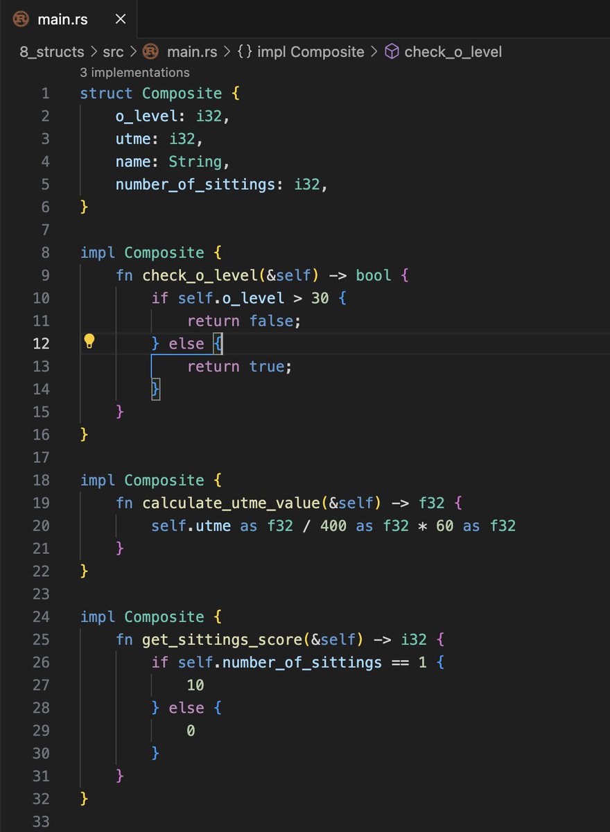 Simon_Dev_'s tweet photo. Day 4 of #100DaysOfCode Learnt about Structs in #Rust which let you create custom types that are meaningful for your domain. By using structs, you can keep associated pieces of data connected to each other and name each piece to make your code clear. https://t.co/pyEf16sfN6