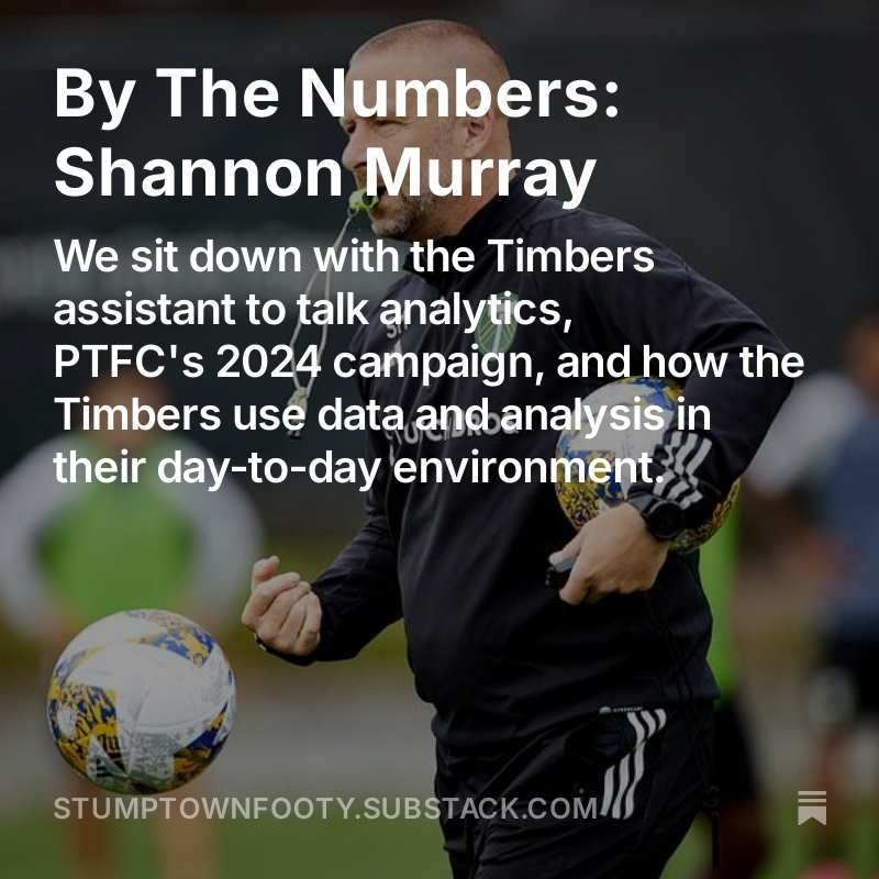 ⚽: I recently sat down with Timbers Assistant coach <a href="/ShannonMurray88/">Shannon Murray</a> for a <a href="/StumptownFooty/">Stumptown Footy</a> piece. In it we talk data, analytics, how it's used at PTFC and the 2024 season. Enjoy! #RCTID
open.substack.com/pub/stumptownf…