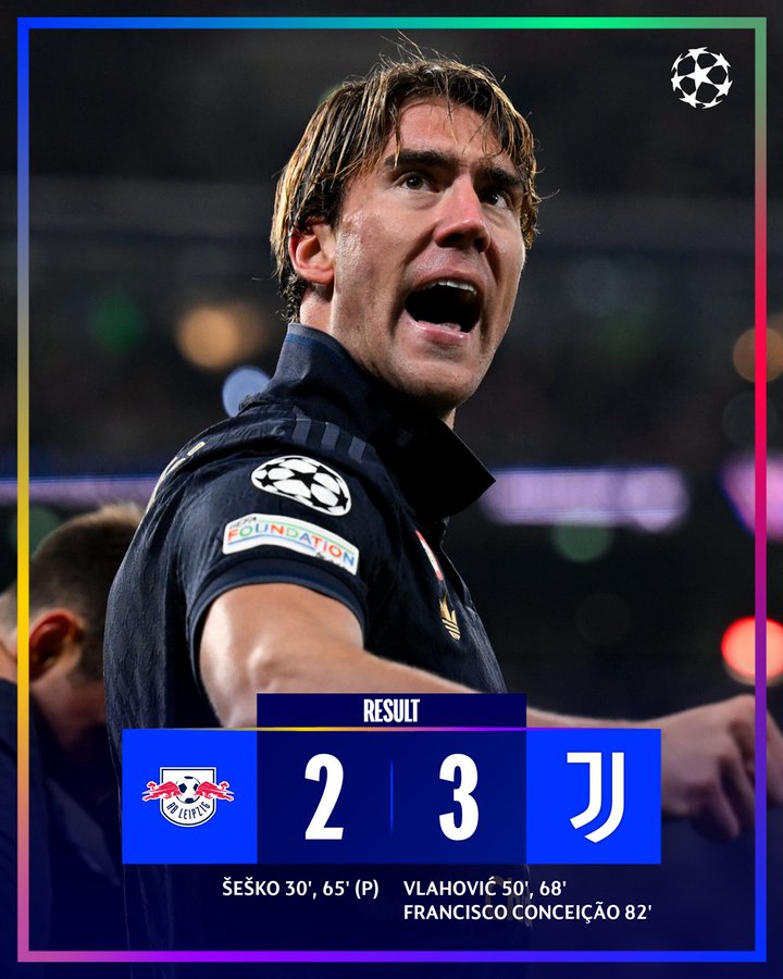 SerieA_Lawas's tweet photo. Hasil @ChampionsLeague wakil Italia

📌 Leipzig 2-3 Juventus

Pemain Leipzig 2 gol

Jugovic 2 gol
Dimas 

Juventus kalau menang selalu cetak tiga gol.  Jadi satu-satunya klub Italia yg raih 2 kemenangan di UCL. 

Juve mengajarkan bagaimana caranya menang di kandang klub Jerman. https://t.co/S1zZpuS1dF