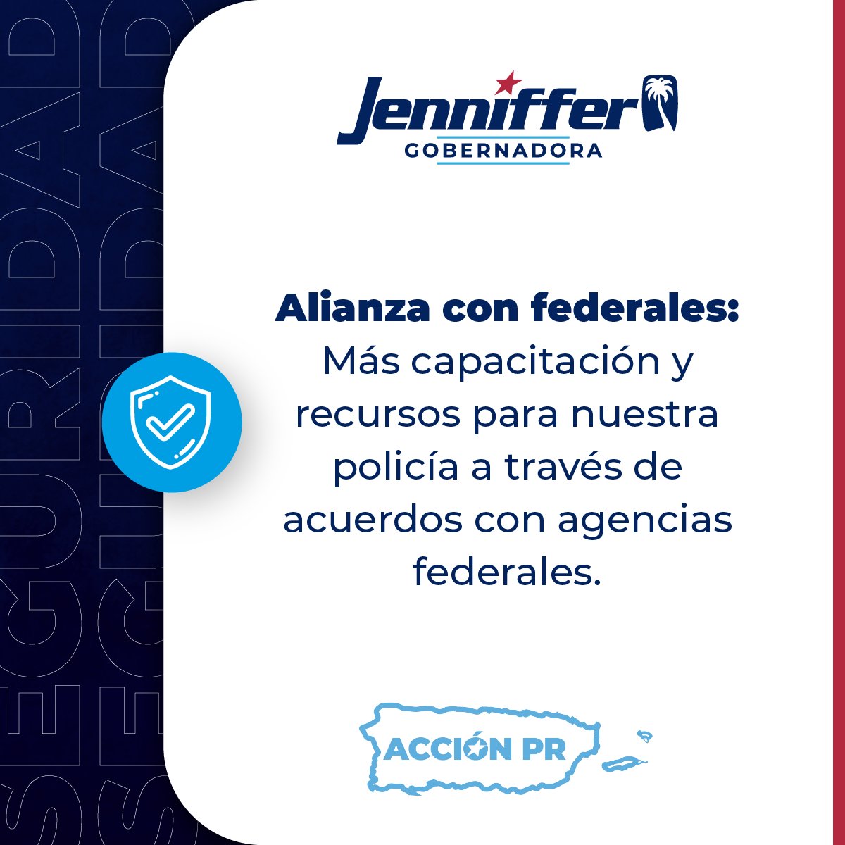 JGO_2024's tweet photo. SEGURIDAD | Aumentaremos la capacitación y los recursos disponibles para nuestros policías a través de alianzas y acuerdos con las agencias federales. Crearemos espacios seguros para atender a las víctimas de violencia domestica fuera del entorno de los cuarteles. Además, asignaremos fiscales especializados a los casos de drogas para maximizar la eficiencia y colaboración y procesarlos rápidamente y sin impunidad.

#AcciónPR #ParaQueGanePR #VotoIntegroPNP #EllaEs #GranDebateGobernación #Decisión2024 

https://t.co/27bAow8M9D
