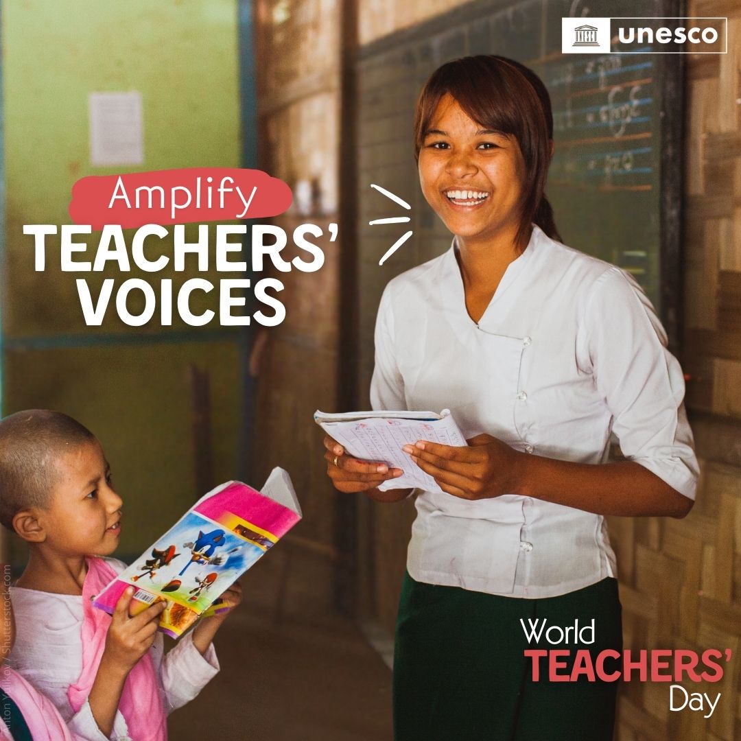 Teachers are essential to shaping education, but they often face obstacles that limit their impact.

Amplifying their voices through policy dialogue will benefit not only educators &amp; students but also our society.

Saturday is #WorldTeachersDay: unesco.org/en/days/teache…