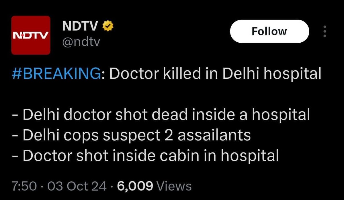 Indian__doctor's tweet photo. Alarming violence against Medical Professionals!!

★Doctor was RAPED &amp; Murdered  in #Westbengal 

★ Attempted to Murder in #UP

★Now Doctor murdered in #DELHI

Why are such incidents happening? 

#MedTwitter  #medX https://t.co/sSnjFw6kmm