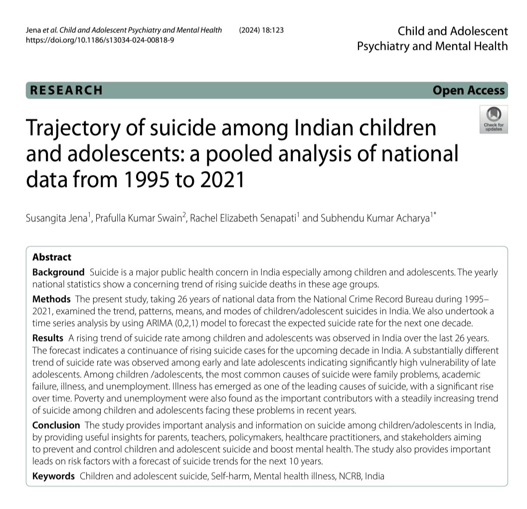 I am happy to share with you all our recent publications
link.springer.com/article/10.118…
@research #SuicidePrevention #publichealth #SuicidePreventionMonth