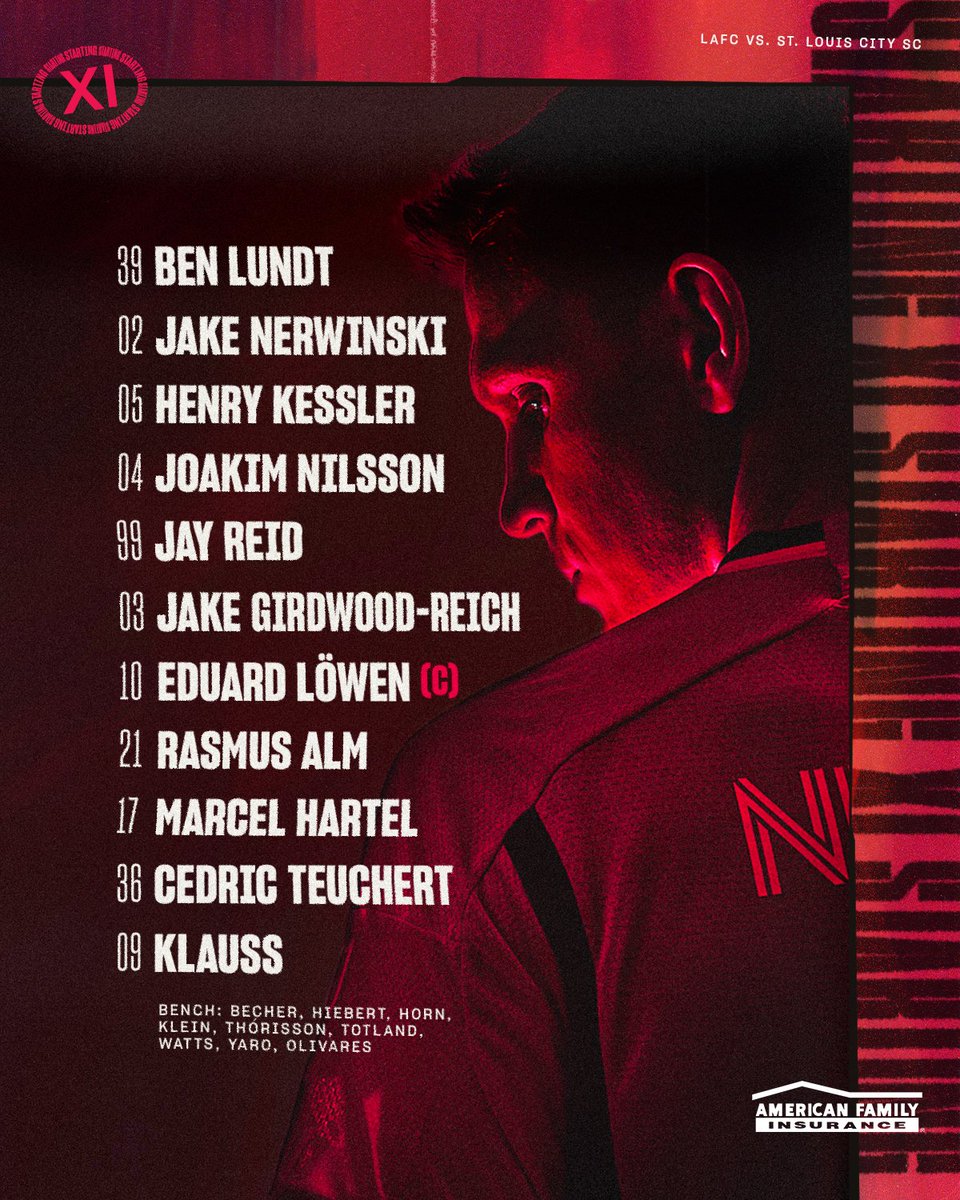 stlCITYsc's tweet photo. Our XI vs LAFC 🗞️

#AllForCITY x @amfam https://t.co/wRhLeMSZbN