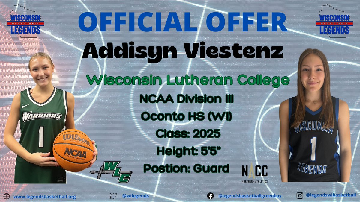 Wisconsin Legends (@wilegends) on Twitter photo 🚨OFFICIAL OFFER ALERT🚨Congrats to our LEGEND
<a href="/AddisynViestenz/">addisyn viestenz</a> earning an offer from <a href="/WLC_WBB/">WLC Women's Basketball</a>
👏🥳THANK YOU Head Coach <a href="/CoachKnueppel/">Klay Knueppel</a>
& Staff 💙🖤We appreciate you believing in our LEGENDS🤟#BeALEGEND #LEGENDSLiveHERE 🚨OFFICIAL OFFER ALERT🚨Congrats to our LEGEND
<a href="/AddisynViestenz/">addisyn viestenz</a> earning an offer from <a href="/WLC_WBB/">WLC Women's Basketball</a>
👏🥳THANK YOU Head Coach <a href="/CoachKnueppel/">Klay Knueppel</a>
& Staff 💙🖤We appreciate you believing in our LEGENDS🤟#BeALEGEND #LEGENDSLiveHERE