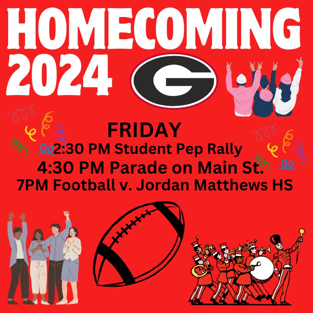 GHS Friday Homecoming Schedule