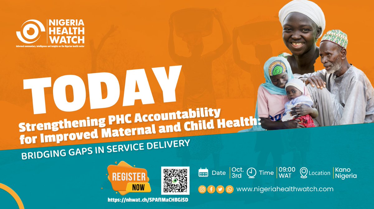 Hello Nigerians, greetings from Kano! 📍

It’s happening today—our 2024 PHC Policy Dialogue. Join us at 10:00 AM for an important discussion on strengthening PHC accountability for improved maternal and child health in Nigeria.

Date: Thursday, 3rd October 2024
Time: 10:00 AM -