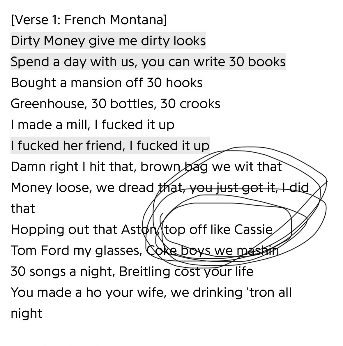 Word French gotta explain that Cassie line tho