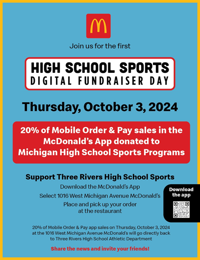 trhswildcats's tweet photo. SUPPORT WILDCAT ATHLETICS: Mobile Order &amp; Pay App Sales on THURSDAY, OCT. 3 at McDonald's in Three Rivers... https://t.co/LxeTi5iKqh