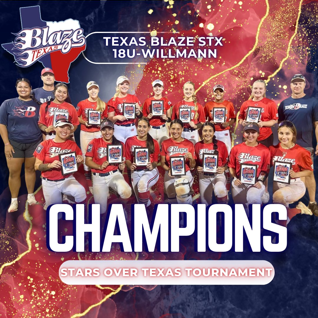 Congratulations to Texas Blaze STX National 18U Willmann for taking home the championship in the 18U division of the Stars Over Texas tournament! Keep up the momentum, ladies—this is just the beginning! 
Texas Blaze National STX Willmann 18u

#BlazeOn #blazefamily