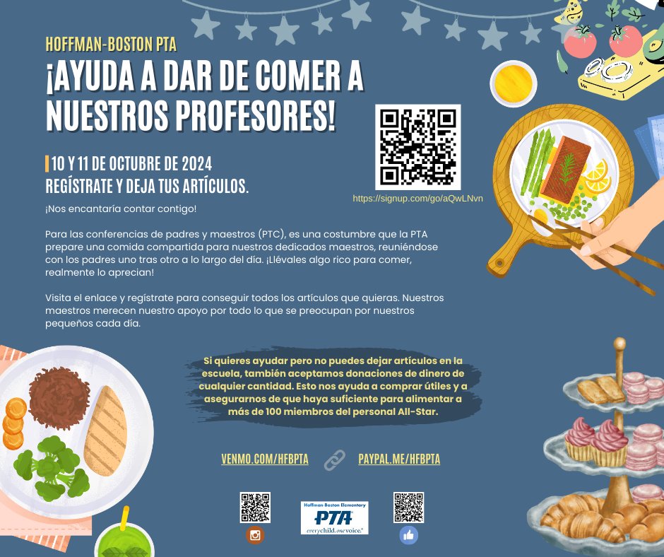 We need your help! Sign up for a slot and feed our teachers next week (Oct 10-11) #HFBtweets signup.com/go/aQwLNvn