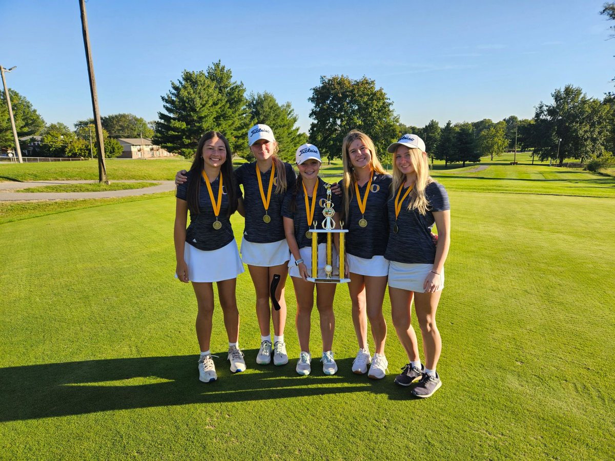 OTHS_Golf's tweet photo. Congratulations to the JV Lady Panthers on winning the end of the JV season tournament at Yorktown, par 54, with 10 schools.
Sammi Siville 68-3rd place
Raina Vaninger 68-3rd place
Addison Chor 68-3rd place
Mai Medley 70-8th place
Madison Peek 71-9th place
@otownathletics https://t.co/pUfUrhln1N