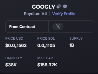 ticker is $GOOGLY
AWSDr81nHNP2xrKc7R2vkRUEjo8MZ3yxQfQtEMVtpump