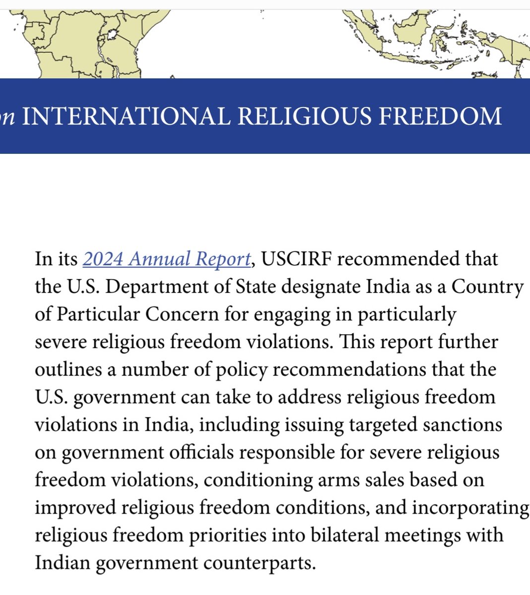 US Commission on intl religious freedom issues spl report on India, accuses Government of "continuing to repress and restrict" religious communities

Unusual for such a mid-year report to be released, that too while Jaishankar was in Washington for talks.
uscirf.gov/news-room/rele…