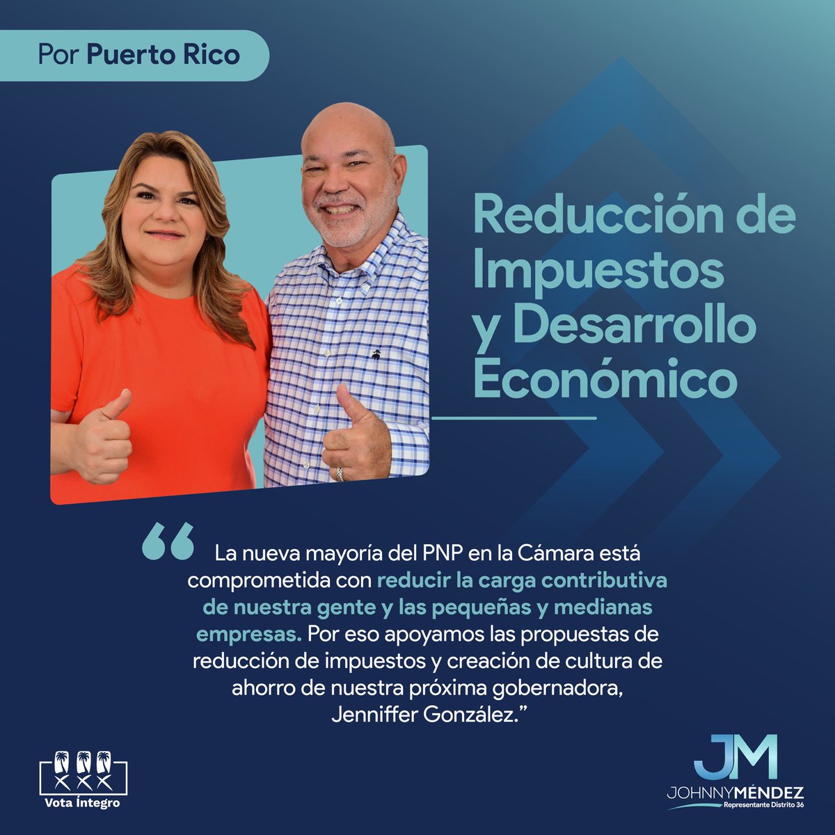 JohnnyMndez36's tweet photo. Desde el Congreso de Estados Unidos, @JGO_2024 ha trabajado por el desarrollo económico de Puerto Rico. Necesitamos una persona comprometida contigo, con la Isla y que conozca tus necesidades. Por esto, en noviembre #VotaÍntegroPNP. #EllaEs https://t.co/GaM7dlhKfH