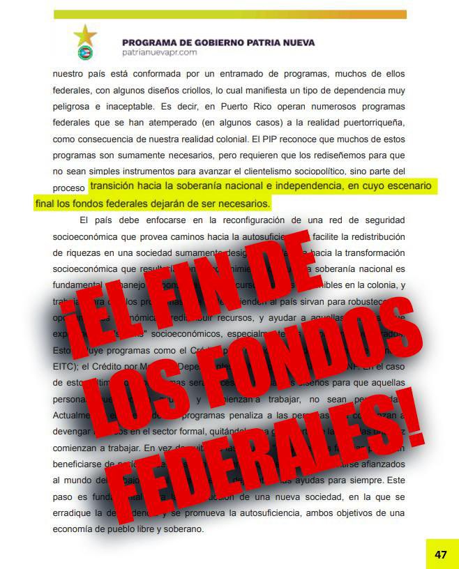 Aquí tenemos la página 47 📃 del plan de gobierno de izquierda y separatista de <a href="/juandalmauPR/">Juan Dalmau</a> 🙄🙄🙄