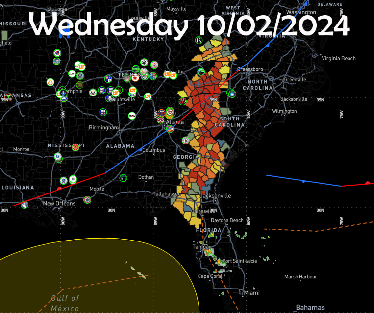 ServeMeta1's tweet photo. Just for reference, the power outage map on Monday vs. now:
#HurricaneHelene #poweroutage https://t.co/e8YiseWBrC