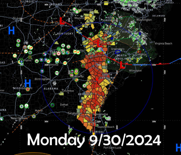 ServeMeta1's tweet photo. Just for reference, the power outage map on Monday vs. now:
#HurricaneHelene #poweroutage https://t.co/e8YiseWBrC