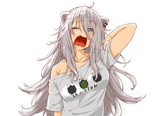 んおぎだあああああああああ今日もがそばる今日はあくびらいおん再掲絵〜!!!!超眠い 