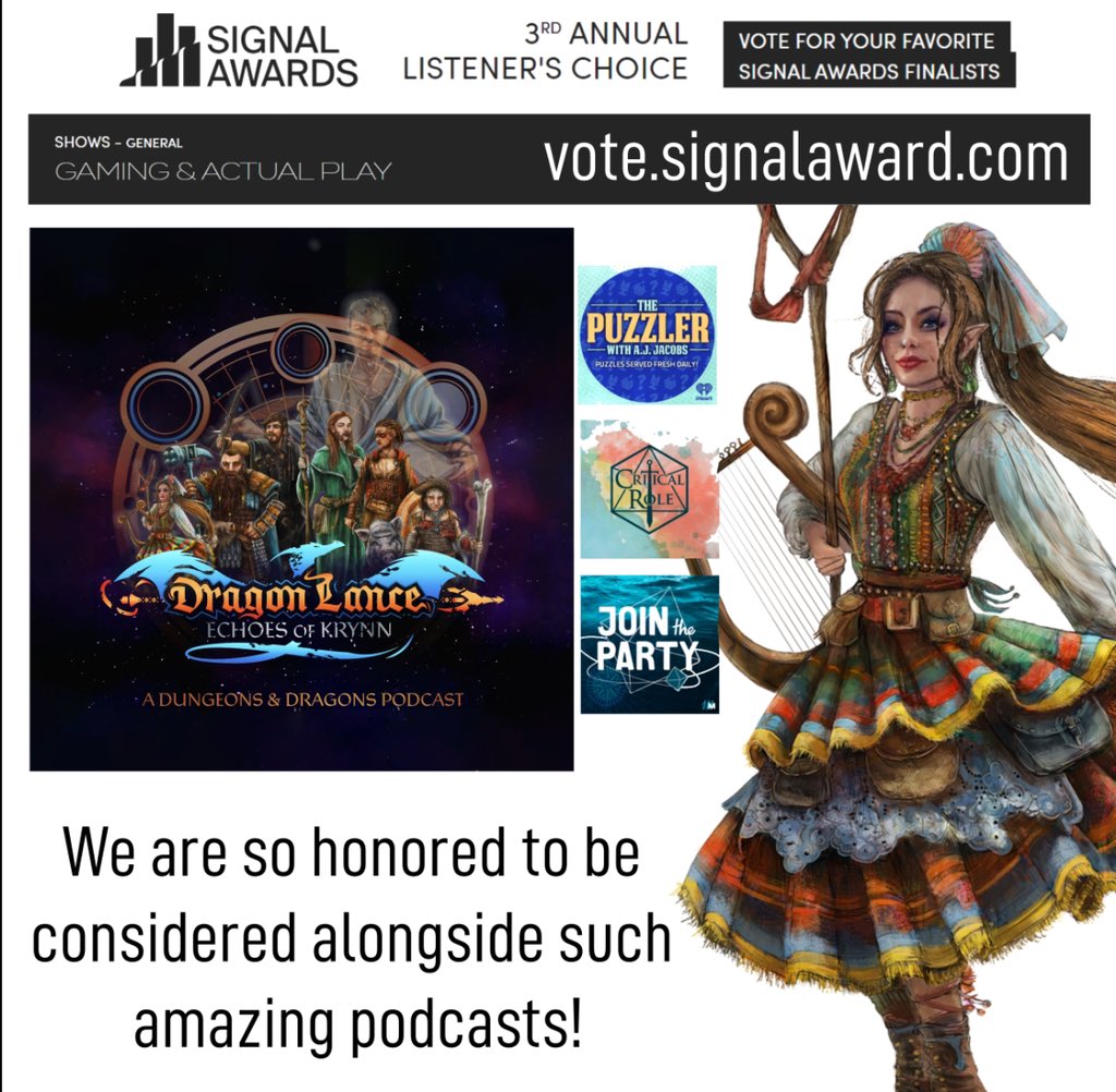 WOW! 🥹 I’m so honored for us to be in the running for another Signal award alongside these amazing podcasts! 🤩 I cannot begin to express my excitement and gratitude! 

If you like our podcast, please consider voting for us here! vote.signalaward.com/PublicVoting#/… ☺️ Thank you so much!