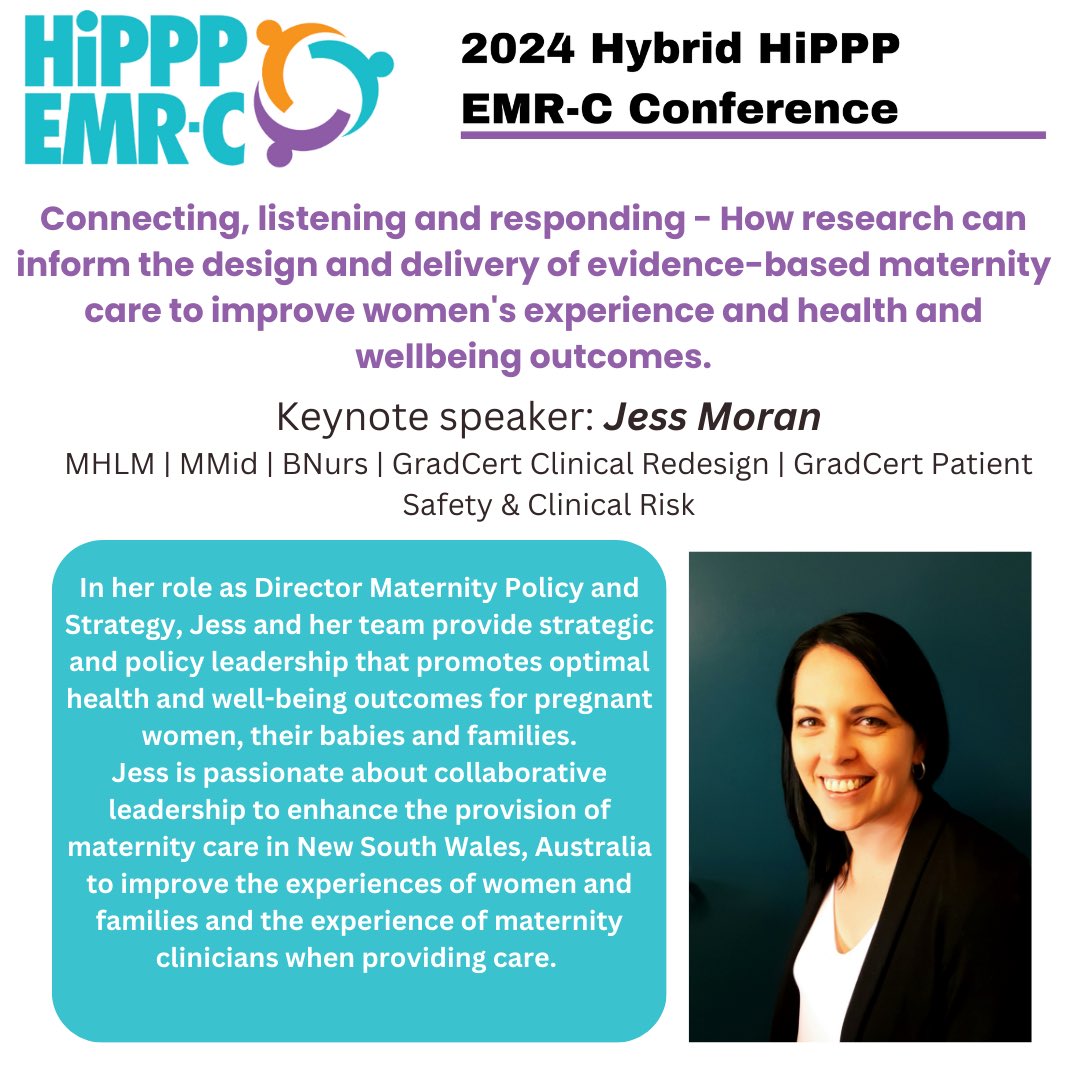 HiPPP EMR-Collective (@hippp_emr_c) on Twitter photo ✨Join our annual hybrid HiPPP EMR-C conference on Oct 14 and hear from our keynote speaker Jess Moran <a href="/Nurse_Midwife/">Jess Moran</a>. Jess is the Director of the Maternity Policy and Strategy, Health and Social Policy Branch at the NSW Ministry of Health. Don’t miss out! eventbrite.com.au/e/2024-hybrid-… ✨Join our annual hybrid HiPPP EMR-C conference on Oct 14 and hear from our keynote speaker Jess Moran <a href="/Nurse_Midwife/">Jess Moran</a>. Jess is the Director of the Maternity Policy and Strategy, Health and Social Policy Branch at the NSW Ministry of Health. Don’t miss out! eventbrite.com.au/e/2024-hybrid-…