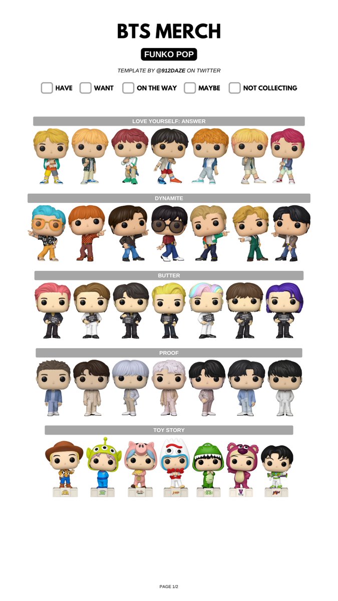 BTS MERCH MERCHANDISE WISHLIST WL TEMPLATES✨ ⭐️ Funko Pop