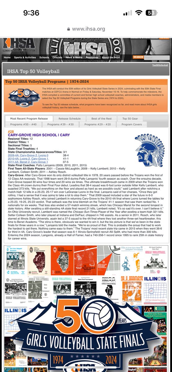 Amy Johnson (@amy_johnson_3) on Twitter photo Wow wow wow!! Huge congratulations to the CG volleyball program and 30 year head coach Patty Langanis for being ranked by IHSA as #28 top program in IL! So proud to be a CGVB alum!!! <a href="/AthleticsCG/">C-G Athletics</a> Wow wow wow!! Huge congratulations to the CG volleyball program and 30 year head coach Patty Langanis for being ranked by IHSA as #28 top program in IL! So proud to be a CGVB alum!!! <a href="/AthleticsCG/">C-G Athletics</a>